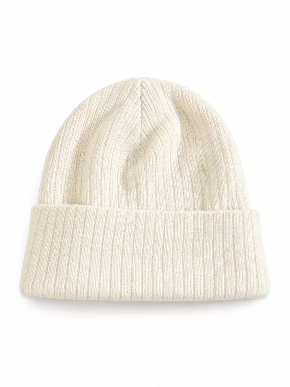 Men's Cream Rib Knit Cuffed Beanie